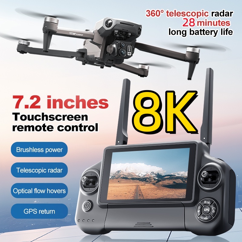 Drone Gps Module - 8K 3軸ジンバルブラシレス7.2インチタッチスクリーンFPVリモートコントロールクアッドコプター5KM障害物回避エアドロップGPSリターンRCドローン