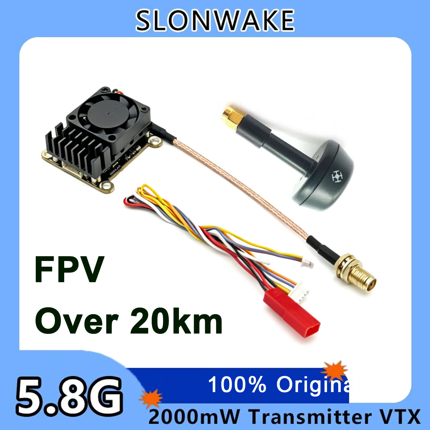 Drone Transmitter - 新しいアップグレード版 5.8Ghz 2W 調整可能なFPV VTX ワイヤレス画像ビデオ送信機