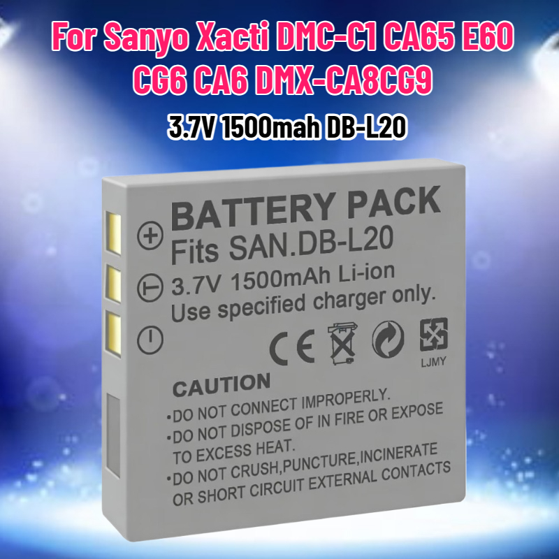 Drone Camera - 3.7V 1500mah DB-L20 バッテリー Sanyo Xacti